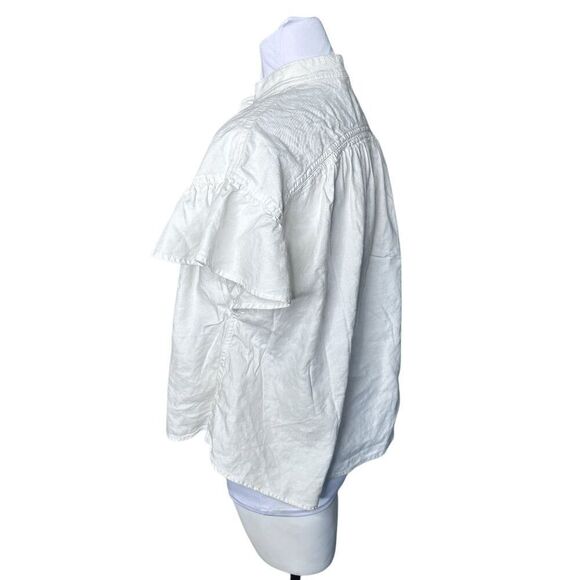 Anthropologie Maeve XS snow white top linen blend - Picture 5 of 6